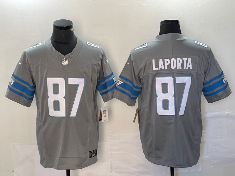 Men's Detroit Lions Sam LaPorta #87 Gray Jersey